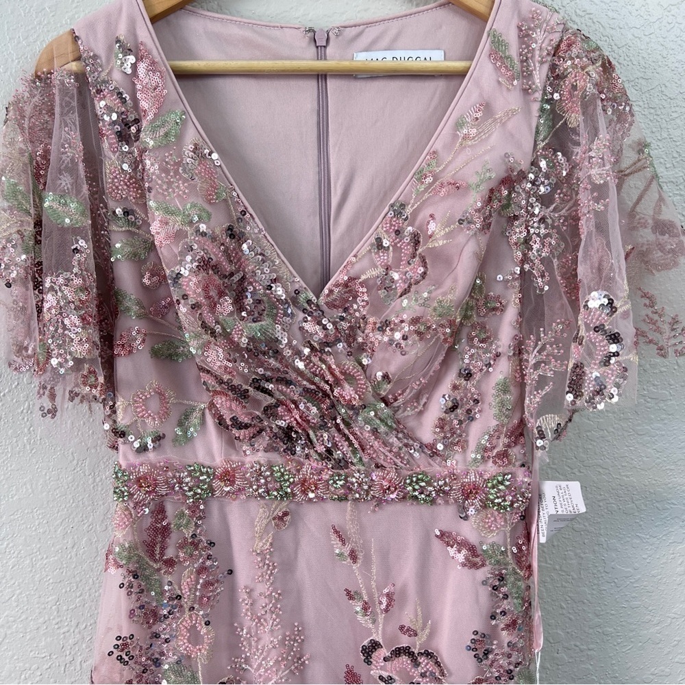 NEW $598 MAC DUGGAL 67880 FLORAL EMBELLISHED SHORT SLEEVE GOWN SIZE 8 - Picture 7 of 17